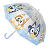 Paraguas burbuja transparente de Bluey y Bingo con mango curvado azul claro