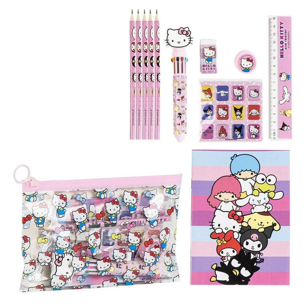 Set de papelería Hello Kitty CERDÁ con estuche, cuaderno y útiles escolares