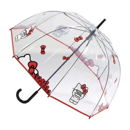 Paraguas manual transparente de Hello Kitty con bordes rojos