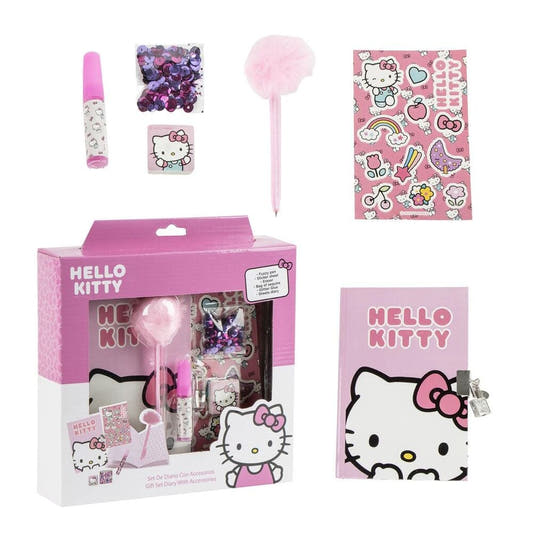 Set de diario Hello Kitty rosa con accesorios de papelería