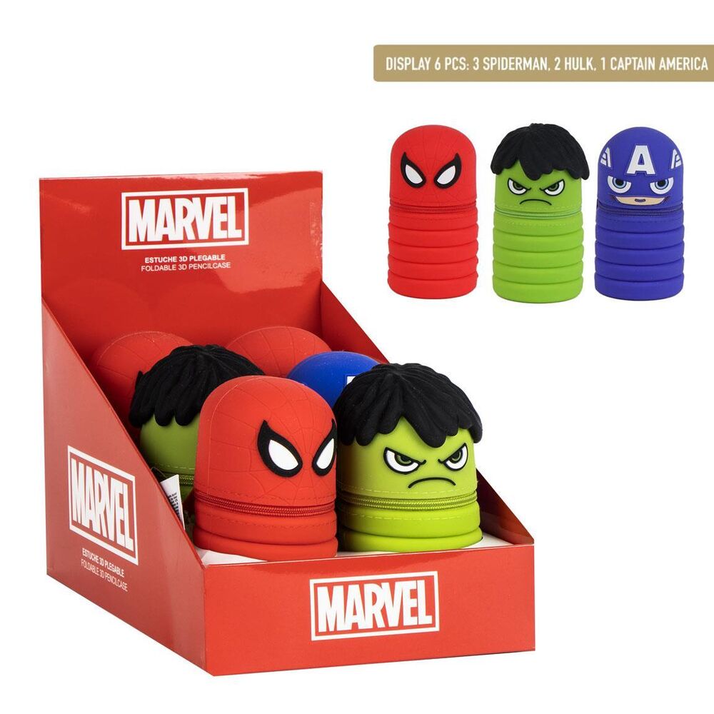 Portatodos 3D Marvel de Spider-Man, Hulk y Capitán América