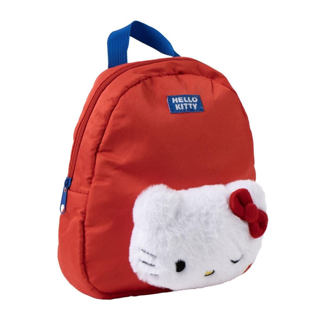 Mochila roja de guardería Hello Kitty con rostro frontal blanco