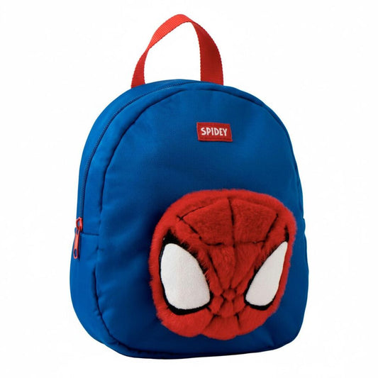 Mochila de guardería Spidey Marvel azul con rostro en relieve