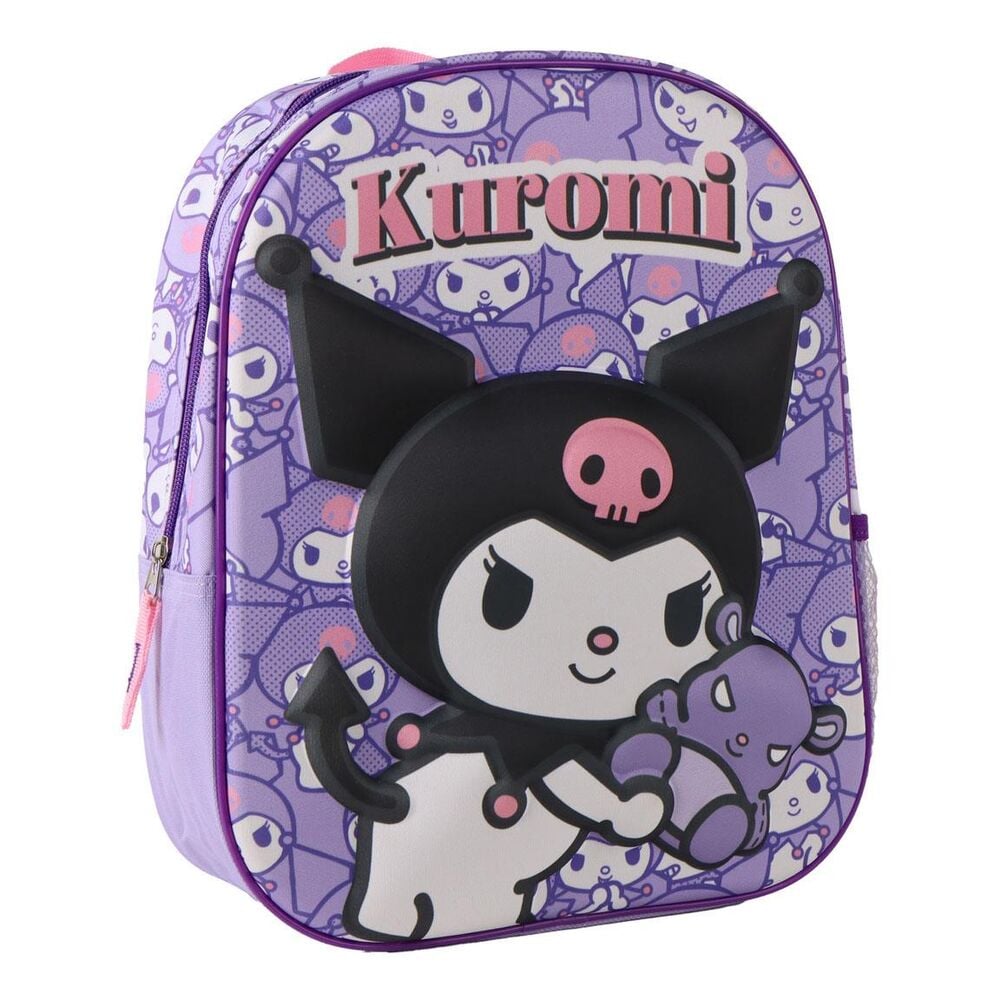 Mochila infantil lila 3D de Kuromi con estampado de personajes