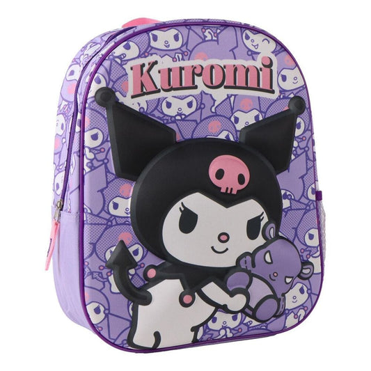 Mochila infantil lila 3D de Kuromi con estampado de personajes