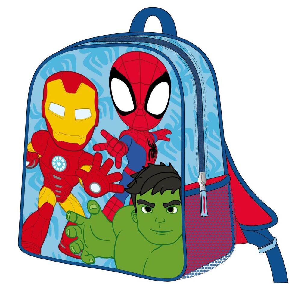 Mochila infantil 3D de Spidey Marvel con Spider-Man, Iron Man y Hulk
