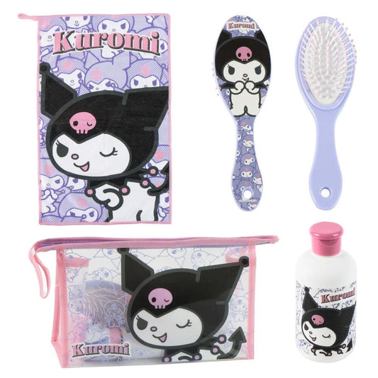 Set de aseo Kuromi con neceser transparente y accesorios