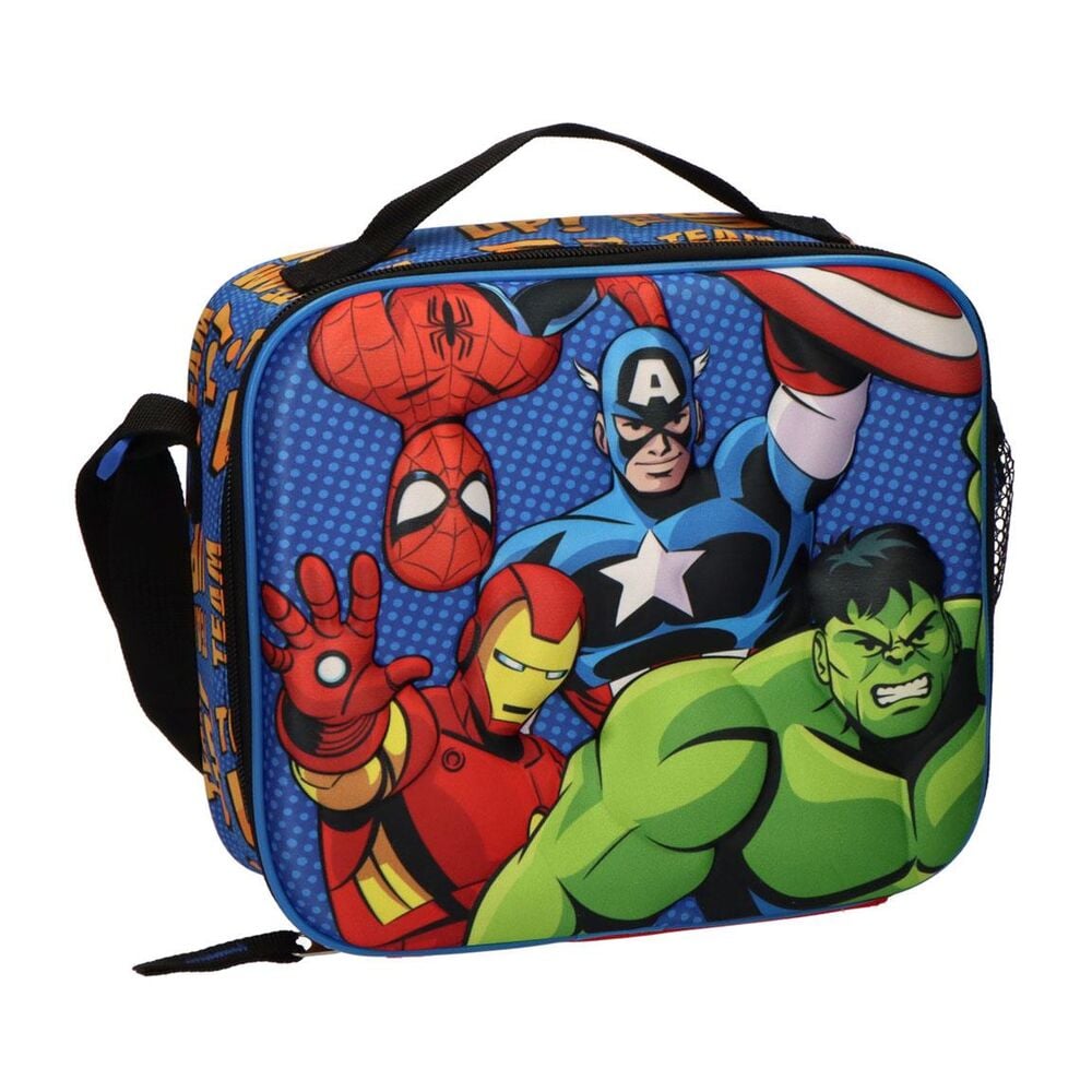 Bolsa portameriendas 3D de Los Vengadores Marvel con Spider-Man, Capitán América, Iron Man y Hulk