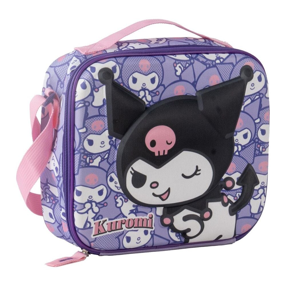 Bolsa portameriendas 3D de Kuromi en morado y rosa