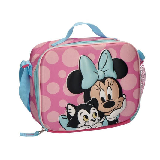 Bolsa portameriendas 3D de Minnie Disney rosa con bolsillo lateral