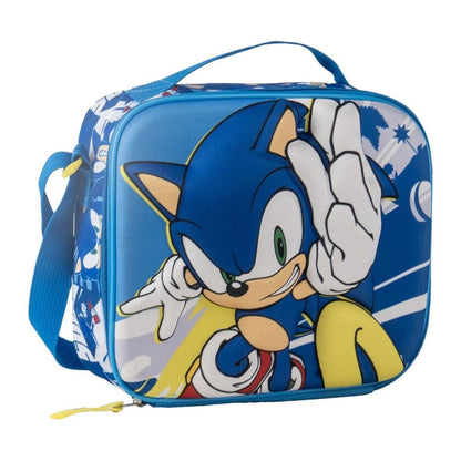 Bolsa portameriendas 3D azul de Sonic con asa y correa