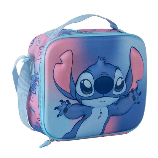 Bolsa portameriendas 3D de Stitch Disney azul y rosa