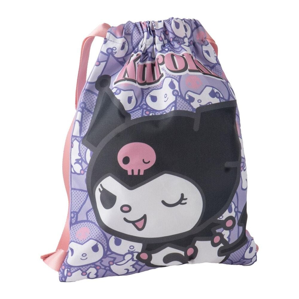 Saco Kuromi Hello Kitty con estampado lila y rosa