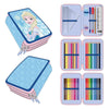 Plumier triple de Elsa Frozen Disney en azul y rosa