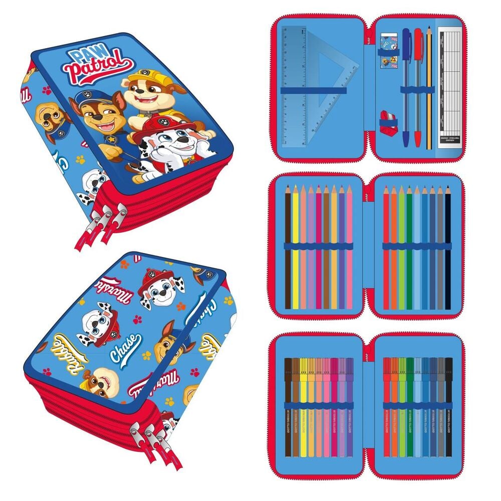 Plumier triple azul de Paw Patrol CERDÁ con tres compartimentos