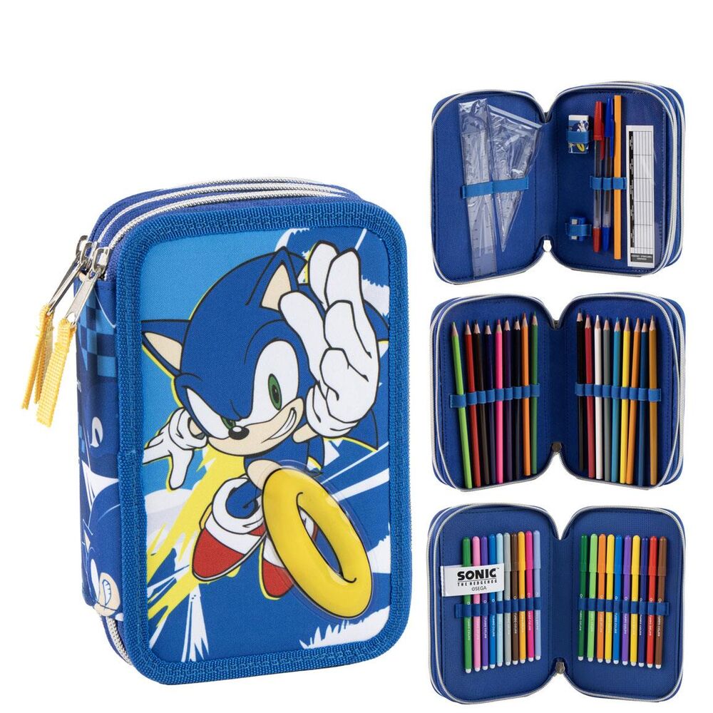 Plumier triple azul de Sonic the Hedgehog CERDÁ