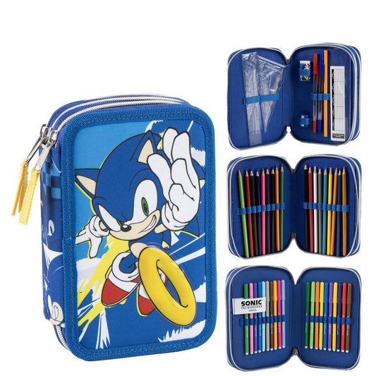 Plumier triple azul de Sonic the Hedgehog CERDÁ
