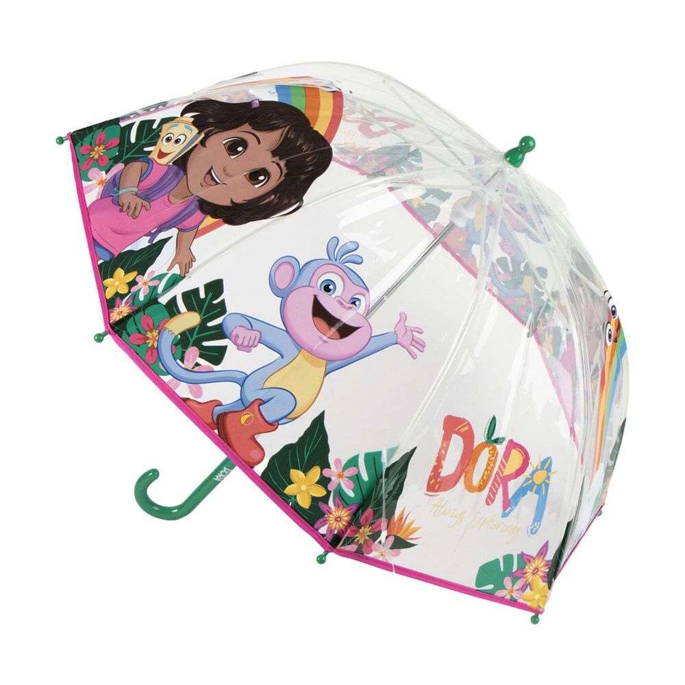 Paraguas transparente de Dora la Exploradora con Dora y Botas