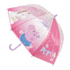 Paraguas manual rosa transparente de Peppa Pig con unicornio