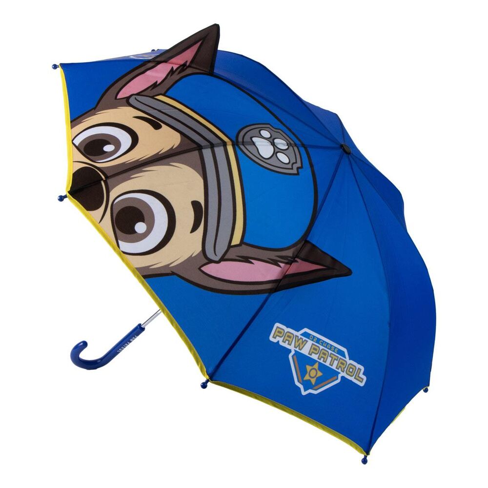 Paraguas manual azul de Chase de PAW Patrol con ribete amarillo