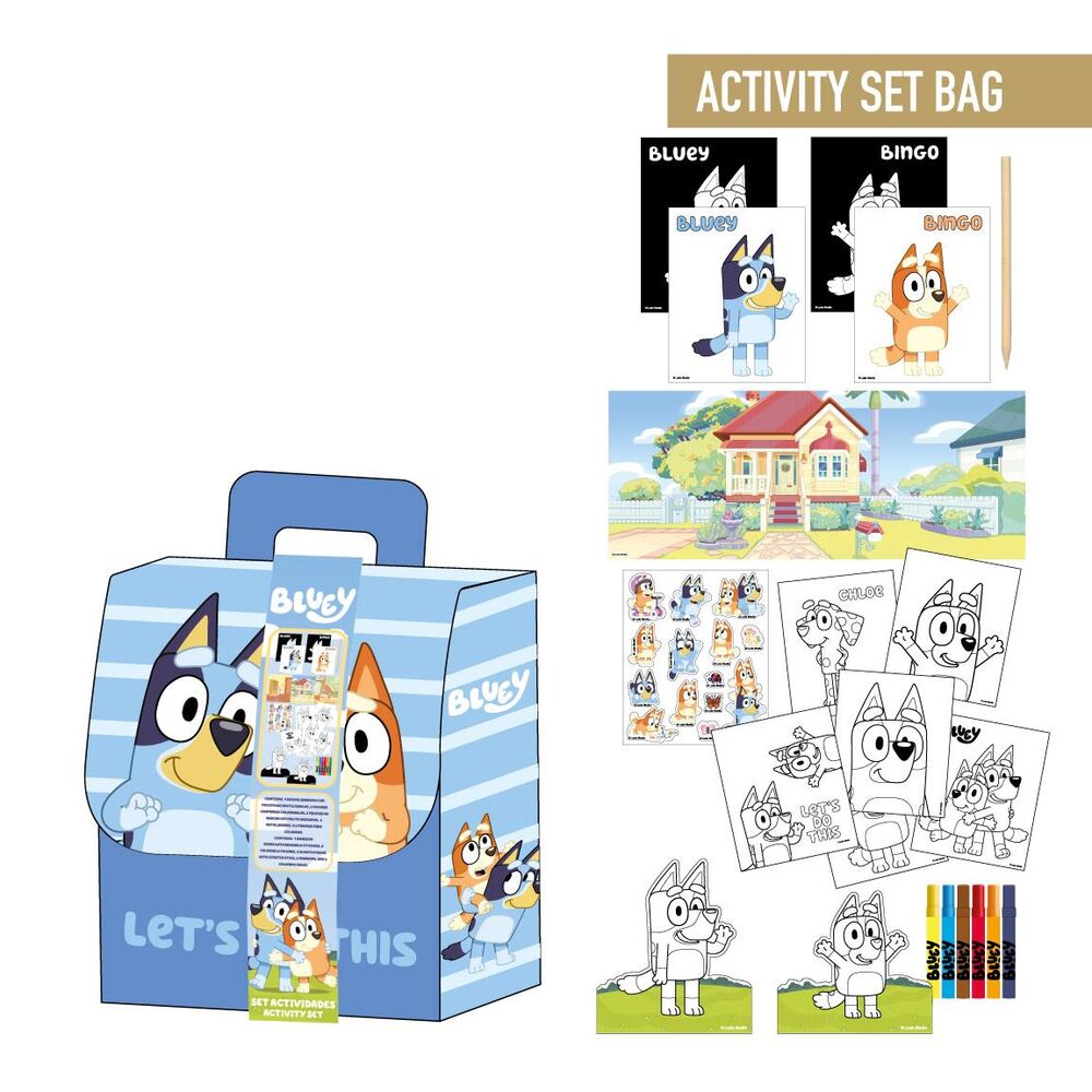 Set coloreable Bluey en formato mochila con láminas y materiales para pintar