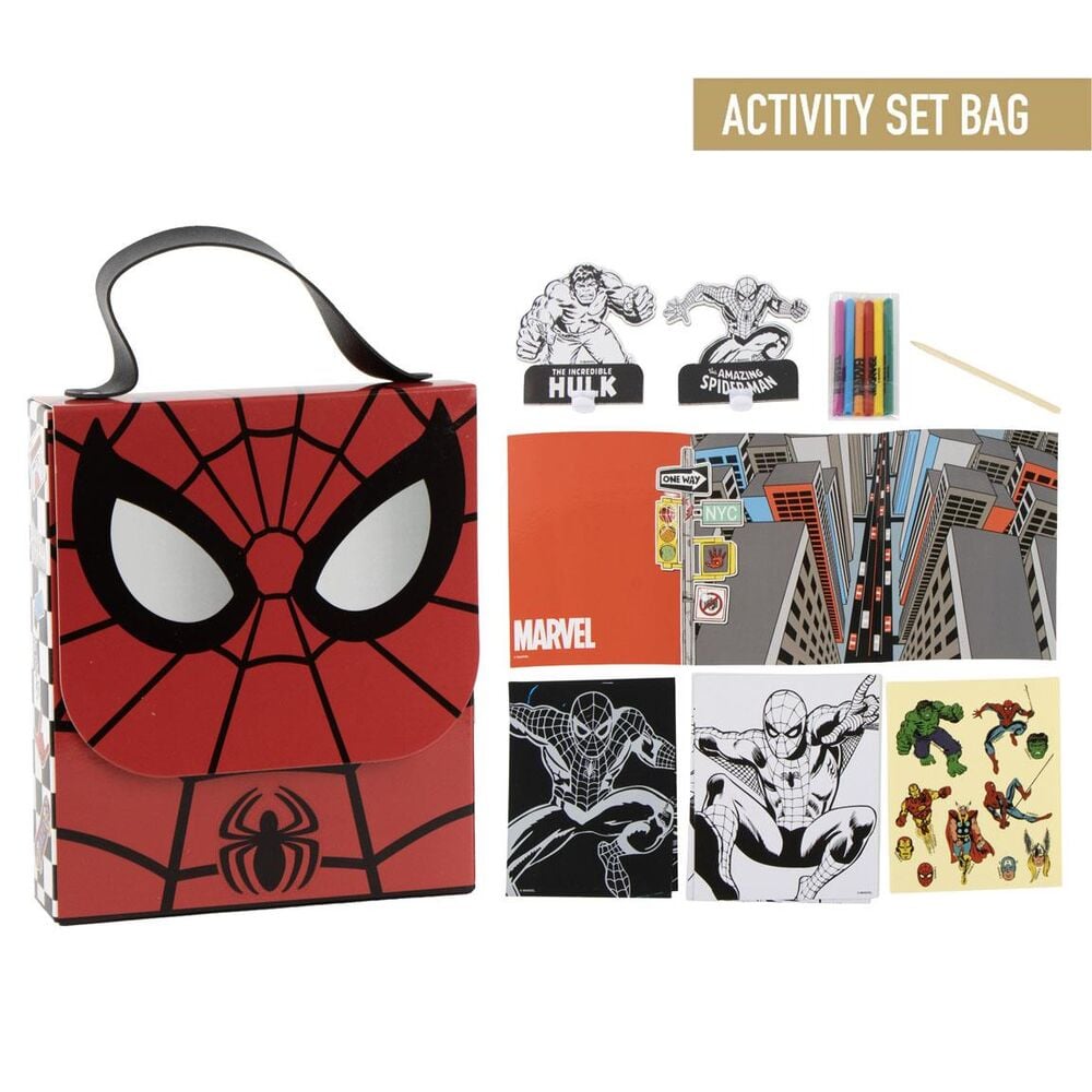 Mochila set coloreable de Spider-Man Marvel con láminas y lápices de colores
