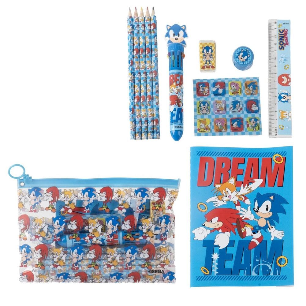 Set de papelería Sonic the Hedgehog con cuaderno y accesorios