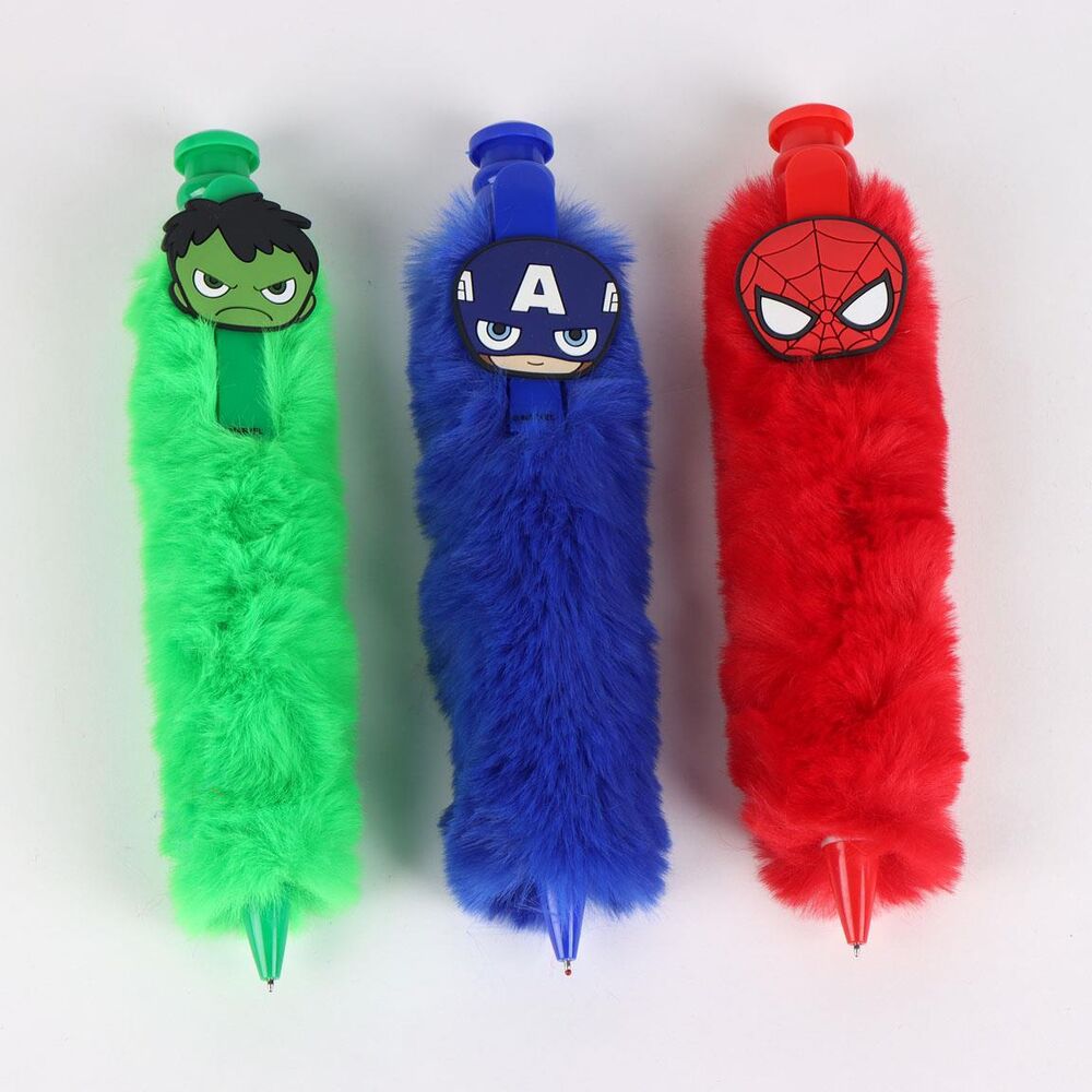Bolígrafos de peluche Marvel de Spider-Man, Hulk y Capitán América - 2