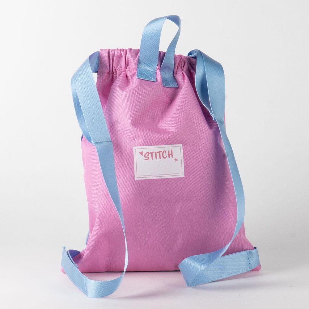 Saco de poliéster con estampado frontal de Stitch Disney en tonos azules y rosas - 2