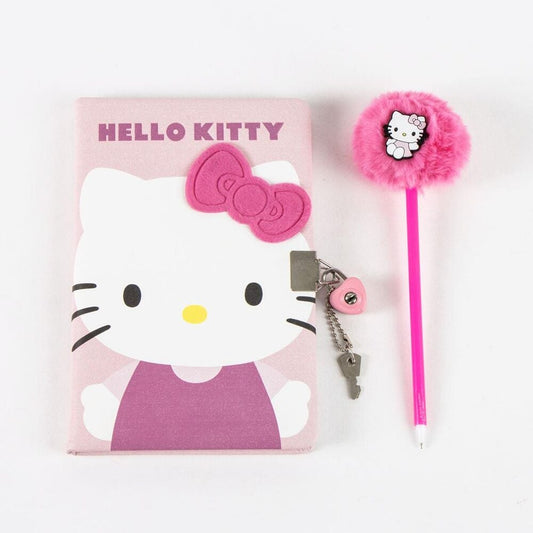Diario rosa de Hello Kitty con bolígrafo a juego
