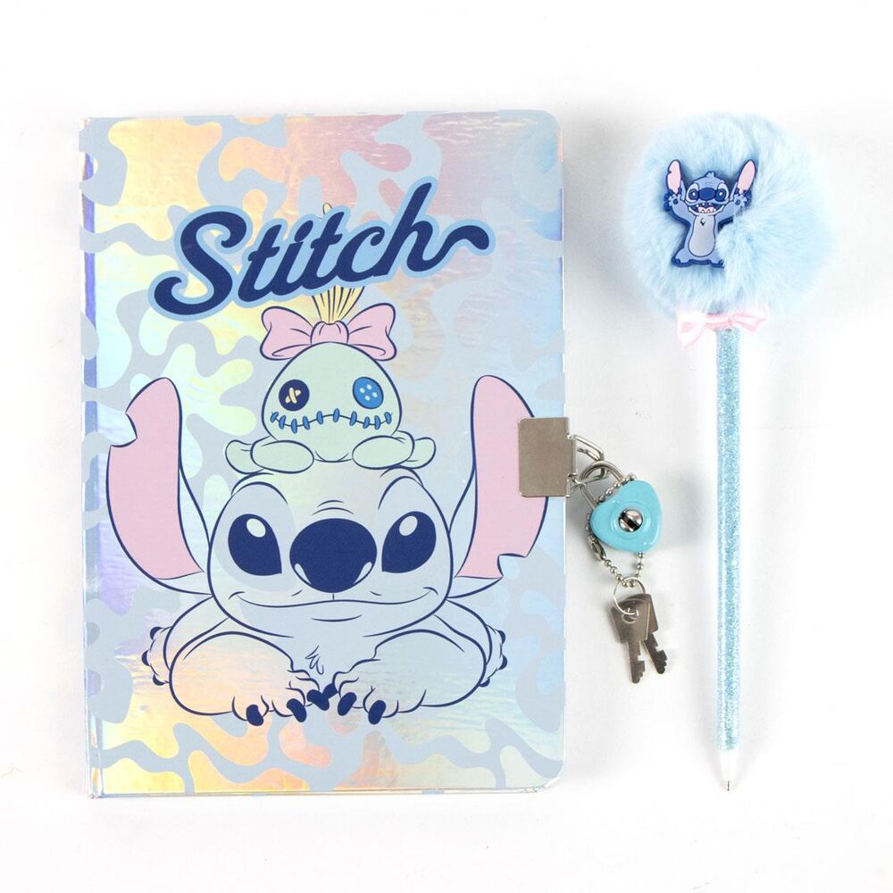 Diario Disney de Stitch con bolígrafo azul y cierre con llaves