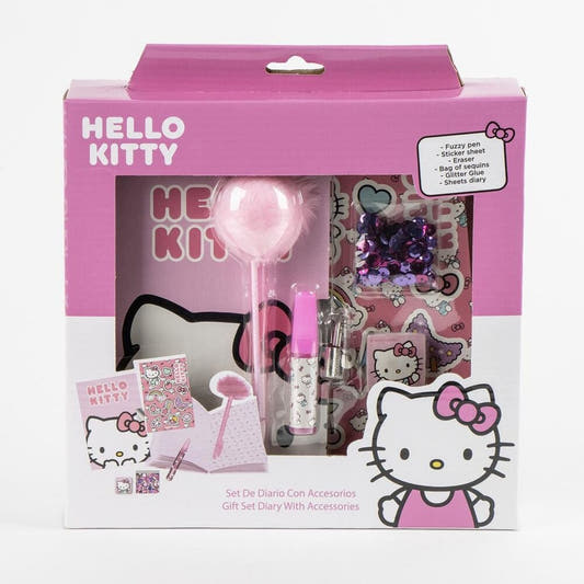 Set de diario Hello Kitty rosa con accesorios de papelería - 3