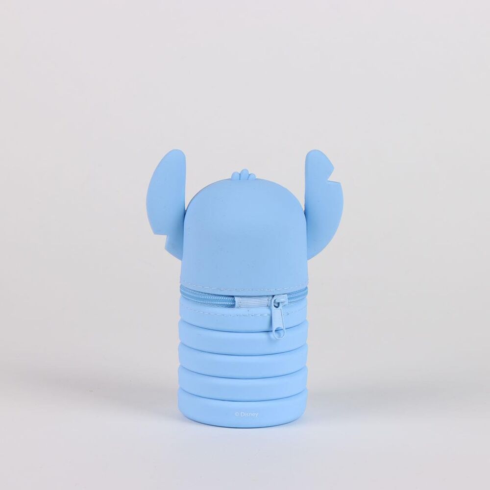 Portatodo 3D plegable de silicona Stitch Disney en azul y rosa - 3