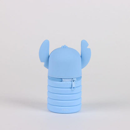 Portatodo 3D plegable de silicona Stitch Disney en azul y rosa - 3
