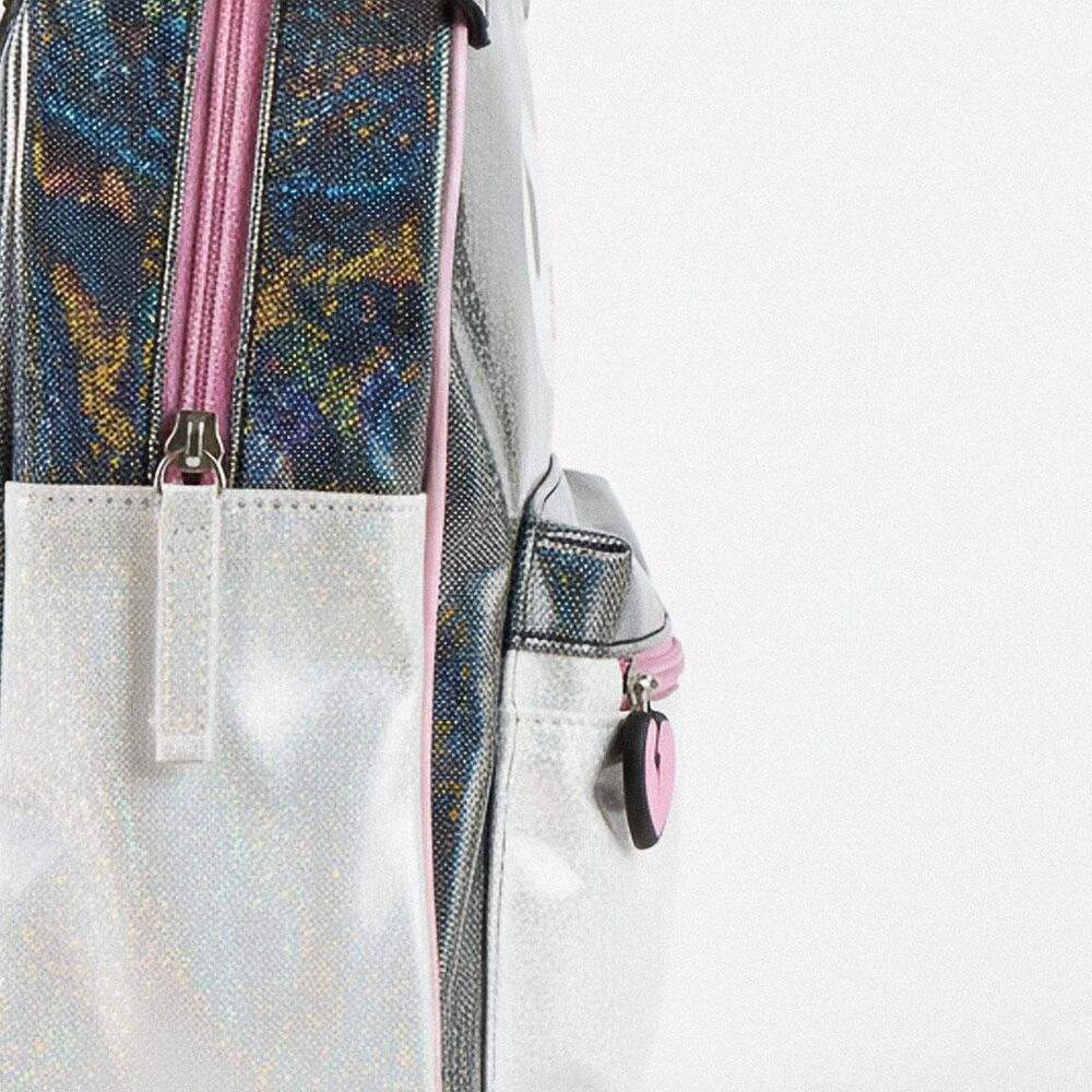 Mochila infantil Kuromi Hello Kitty plateada con bolsillo frontal - 3