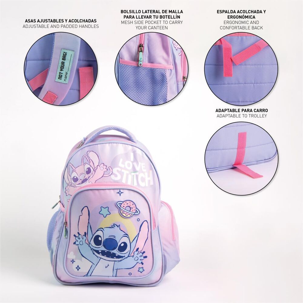 Mochila lila de Stitch Disney con bolsillo delantero - 4