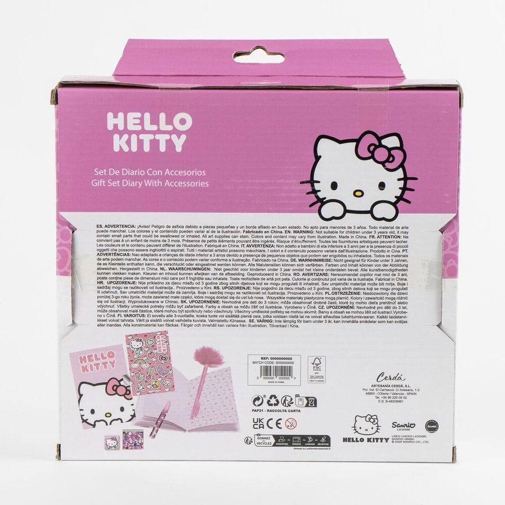 Set de diario Hello Kitty rosa con accesorios de papelería - 4