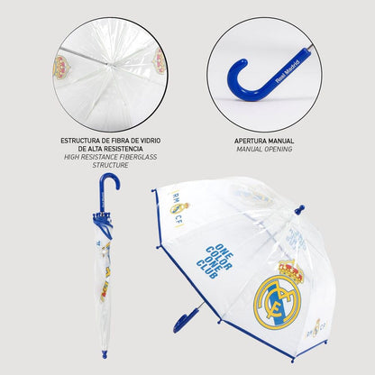 Paraguas manual transparente del Real Madrid con detalles azules - 4