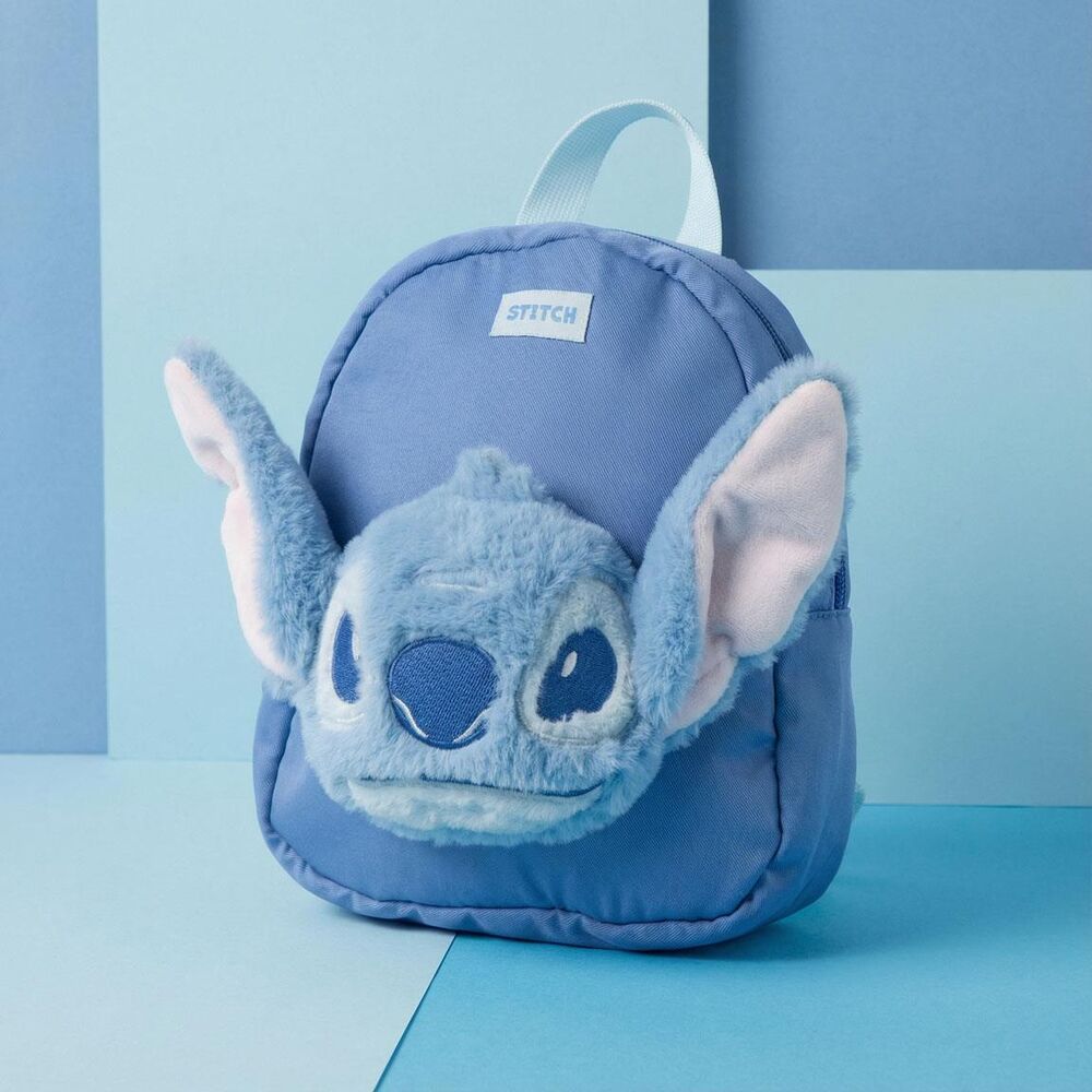 Mochila azul de guardería Stitch Disney con rostro y orejas del personaje - 4