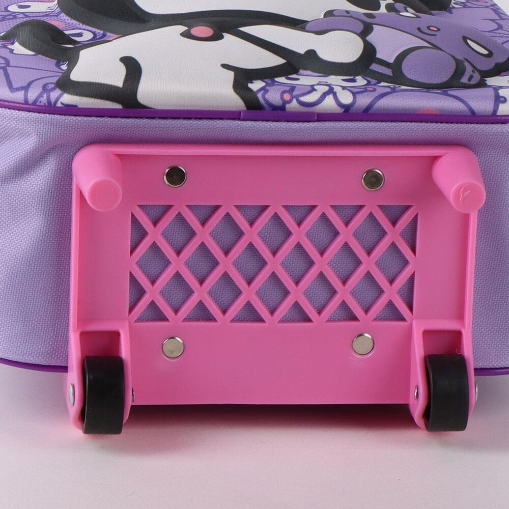 Trolley 3D morado de Kuromi Hello Kitty con asa telescópica rosa - 4