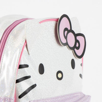 Mochila infantil Hello Kitty blanca, lila y rosa con bolsillo frontal - 5