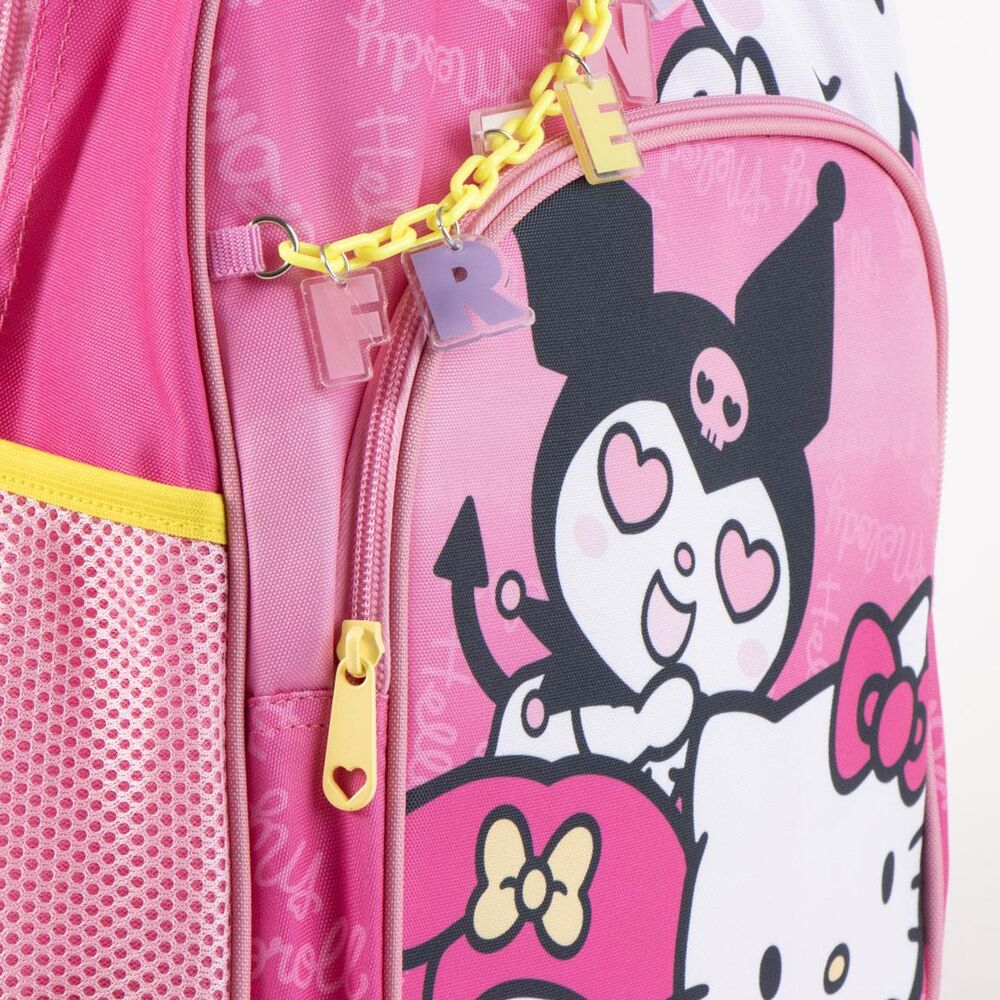 Mochila escolar rosa Hello Kitty, Kuromi y My Melody de 42 cm - 5