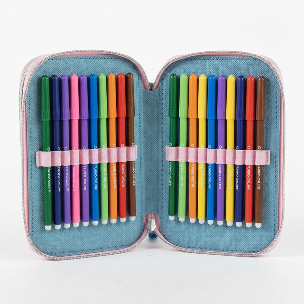 Plumier triple Stitch Disney azul y rosa con tres compartimentos - 5