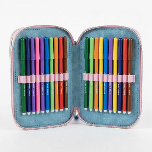 Plumier triple Stitch Disney azul y rosa con tres compartimentos - 5