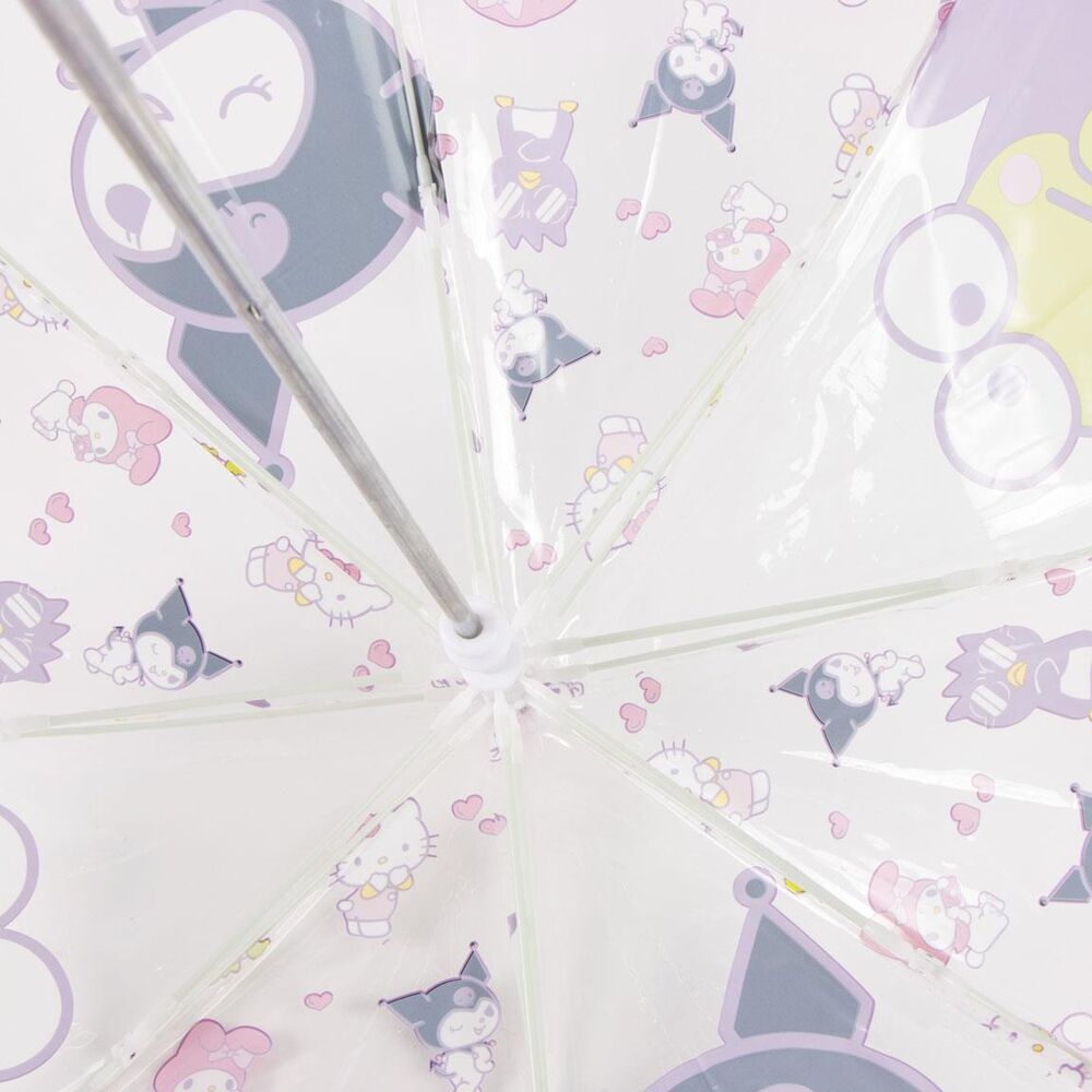 Paraguas transparente Hello Kitty and Friends con estampado rosa y morado - 5
