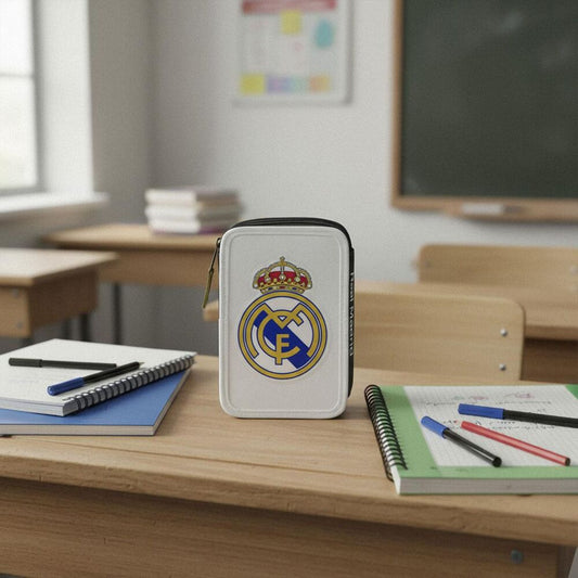 Plumier triple Real Madrid CERDÁ blanco con tres compartimentos - 6