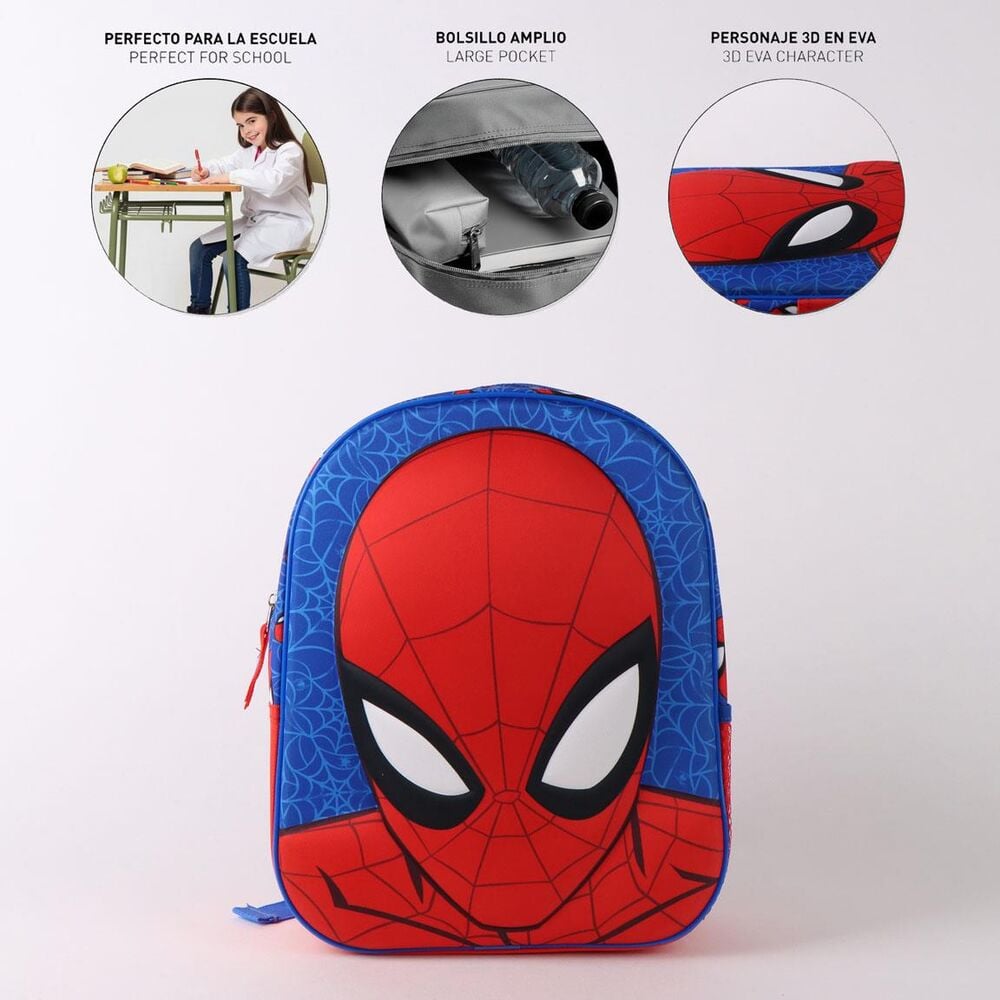 Mochila infantil 3D de Spider-Man Marvel en rojo y azul - 6
