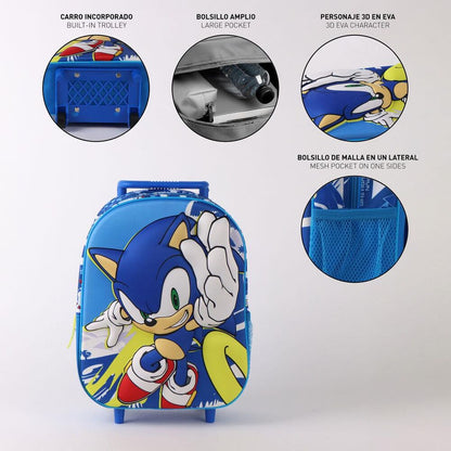 Trolley 3D azul de Sonic the Hedgehog con asa telescópica - 6