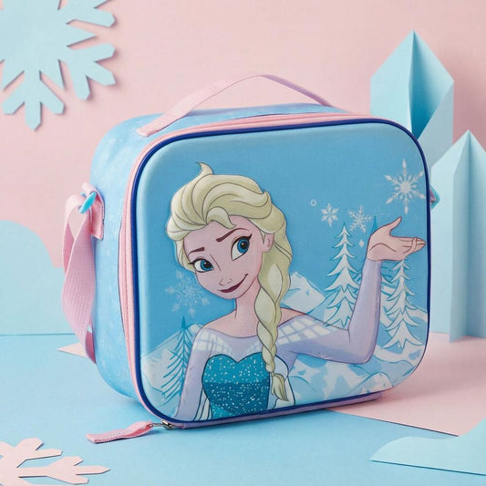 Bolsa portameriendas 3D azul de Elsa Frozen Disney con detalles rosas - 6