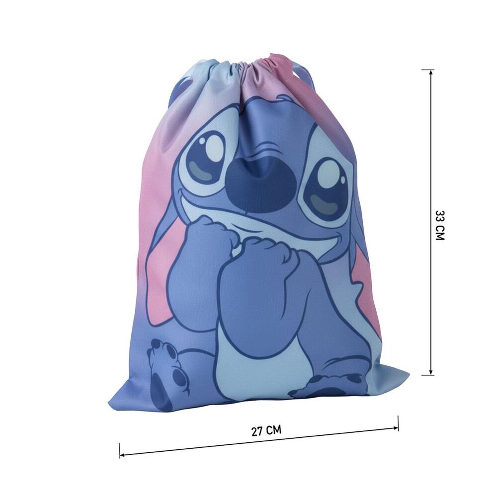 Saco de poliéster con estampado frontal de Stitch Disney en tonos azules y rosas - 6